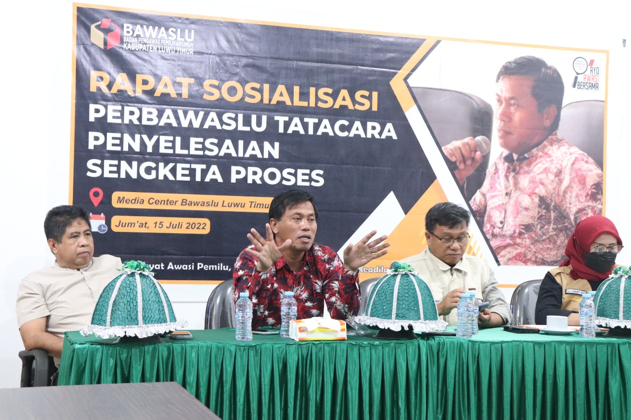 Matangkan Persiapan Hadapi Pemilu 2024, Bawaslu Luwu Timur Gelar Sosialisasi Tata Cara Penyelesaian Sengketa Proses