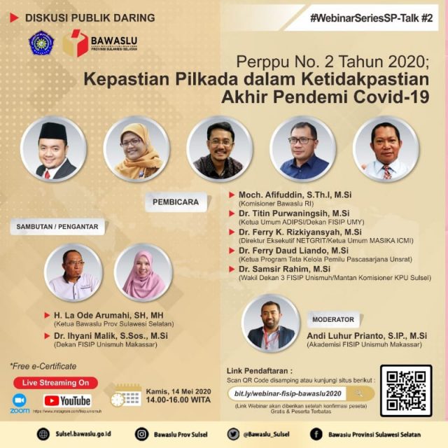 PENDAFTAR WEBINAR PILKADA DAN KETIDAKPASTIAN AKHIR PANDEMI COVID-19 CAPAI 635 ORANG