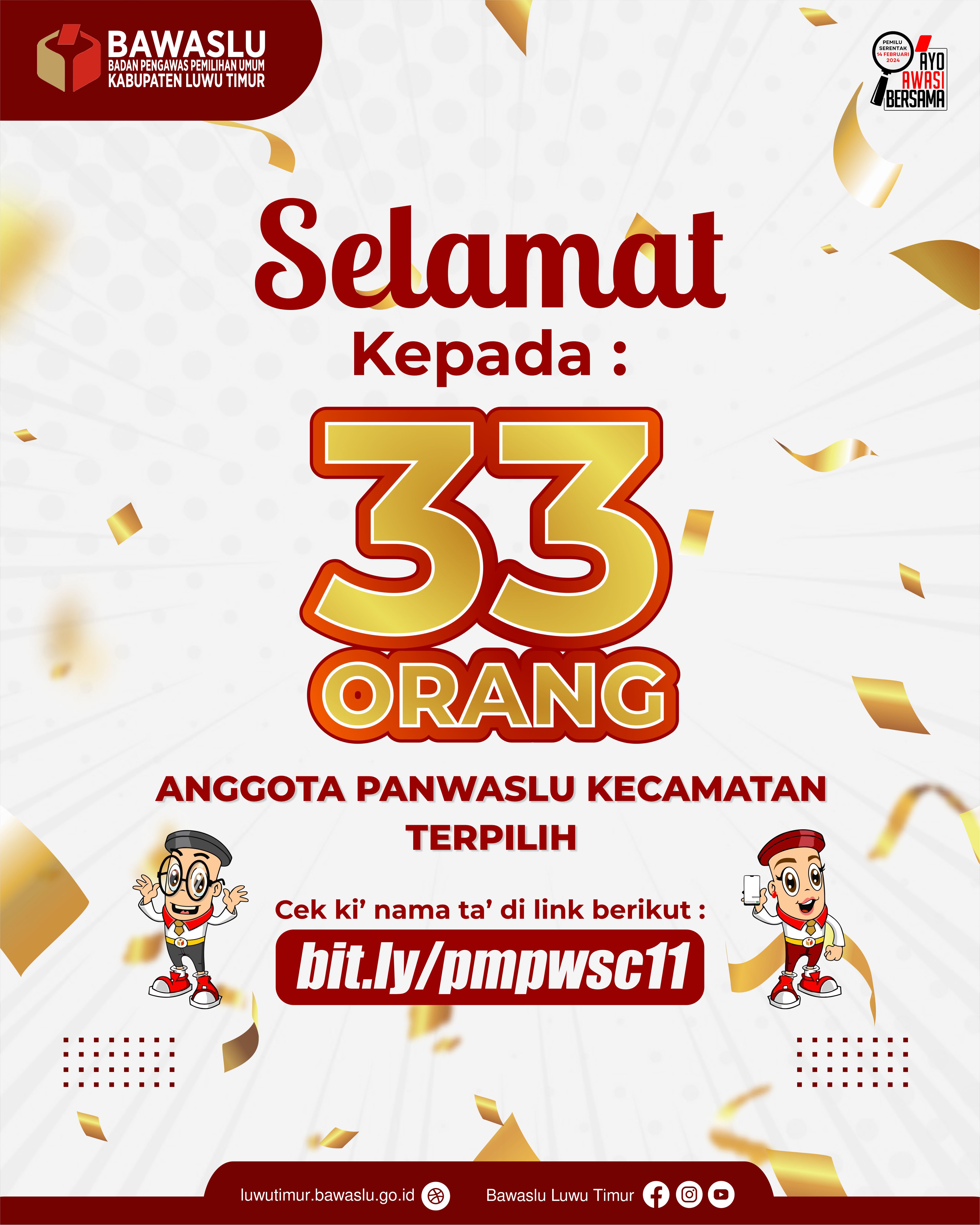 PENGUMUMAN NAMA-NAMA TERPILIH ANGGOTA PANWASLU KECAMATAN DALAM PEMILU SERENTAK TAHUN 2024