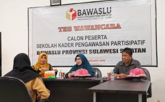 Tes Wawancara Sekolah Kader Pengawasan Partisipatif Bawaslu Sulawesi Selatan, Di Kantor Bawaslu Kabupaten Luwu Timur.